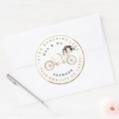 Bourgondië Blauw Bloem Fietsetiket Rond Adreslabel Ronde Sticker (Envelop)