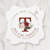 Bourgondië Blauw Bloemmotief Ronde Trouw Bedankjes Labels (Achterkant)