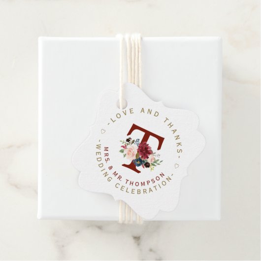 Bourgondië Blauw Bloemmotief Ronde Trouw Bedankjes Labels (In situ)