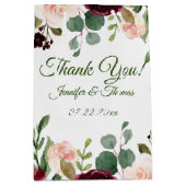 Bourgondië/Blauw Engels Tuin Bloemen Huwelijk Medium Cadeauzakje (Voorkant)