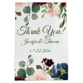 Bourgondië/Blauw Engels Tuin Bloemen Huwelijk Medium Cadeauzakje (Achterkant)