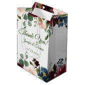 Bourgondië/Blauw Engels Tuin Bloemen Huwelijk Medium Cadeauzakje (Achterkant Gekanteld)