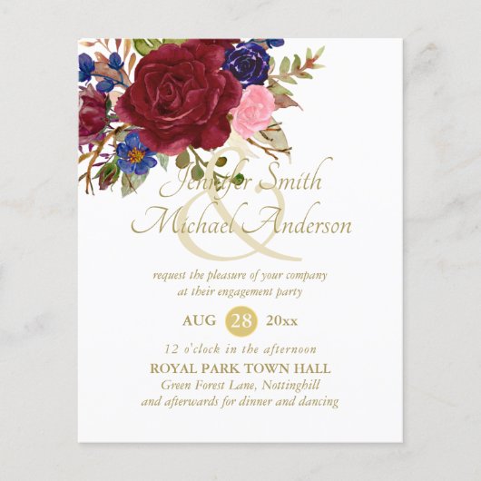 Bourgondië Blauw Roze Trouw Verloving Budget (Voorkant)