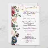 Bourgondië & Blauwe Engelse Bloemen Oefenavondeten Kaart (Achterkant)