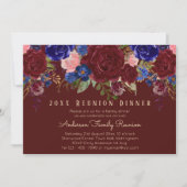 Bourgondië Blauwe Roze Rozen Bloemige Familiereüni Kaart (Voorkant)