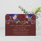 Bourgondië Blauwe Roze Rozen Bloemige Familiereüni Kaart (Staand voorkant)