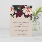 Bourgondië Bliss: Elegant Bloemenwijnpatroon in wi Kaart (Staand voorkant)