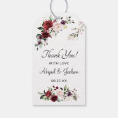 Bourgondië Bliss Floral bruiloft gunst dank u Cadeaulabel (Achterkant)