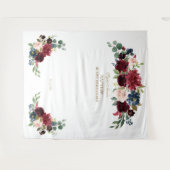 Bourgondië Bloem 1e Verjaardag Doop Fotobooth Wandkleed (Voorkant (horizontaal))