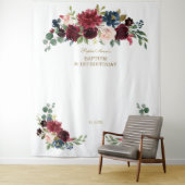 Bourgondië Bloem 1e Verjaardag Doop Fotobooth Wandkleed (In situ)