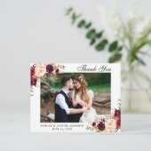 Bourgondië Bloem Dankjewel Trouwfoto Briefkaart (Staand voorkant)