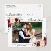 Bourgondië Bloem Dankjewel Trouwfoto Briefkaart (Voorkant / Achterkant)