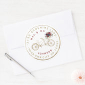 Bourgondië Bloem Goud Fiets Ronde Adreslabel Sticker (Envelop)