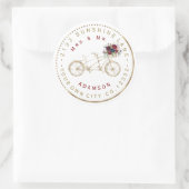 Bourgondië Bloem Goud Fiets Ronde Adreslabel Sticker (Tas)