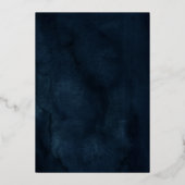 Bourgondië Bloem Goud Marineblauw Roestig Trouwfol Folie Uitnodiging (Achterkant)