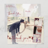 Bourgondië Bloemen 4 Foto Collage bruiloft Dank u Briefkaart (Voorkant / Achterkant)