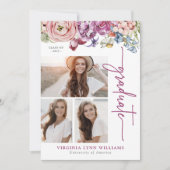 Bourgondië Bloemen Afstuderen aankondiging (Voorkant)