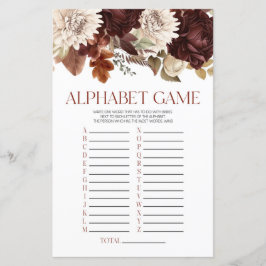 Bourgondië Bloemen Alfabet Baby shower Game