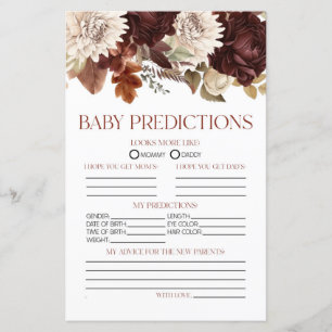 Bourgondië Bloemen Baby shower voorspellingen spel
