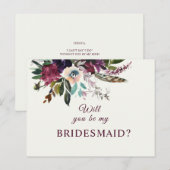 Bourgondië Bloemen Bruidsmeisje voorstel Briefkaart (Voorkant / Achterkant)