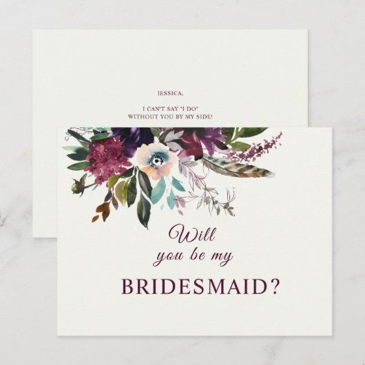 Bourgondië Bloemen Bruidsmeisje voorstel Briefkaart (Voorkant / Achterkant)