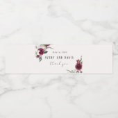 Bourgondië Bloemen Elegante gunsten rustieke bruil Waterfles Etiket (Enkel label)