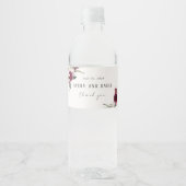 Bourgondië Bloemen Elegante gunsten rustieke bruil Waterfles Etiket (Voorkant)