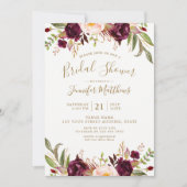 Bourgondië Bloemen Goud Script Rustiek Vrijgezelle Kaart (Voorkant)