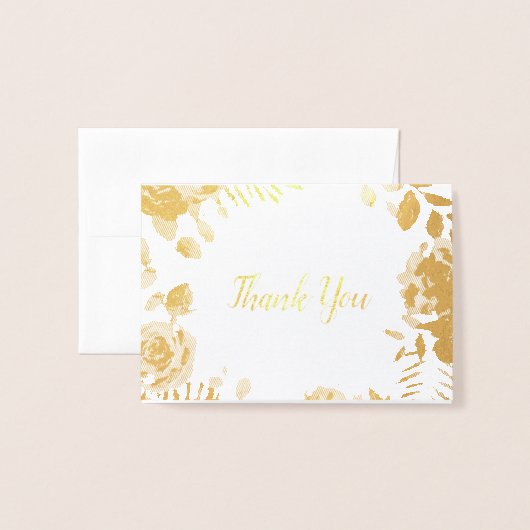 Bourgondië Bloemen Gouden folie Bruiloft Dank u Op Folie Kaarten (Voorkant met envelop)