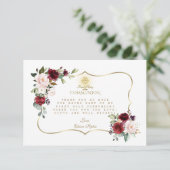 Bourgondië Bloemen Gouden Kruis Kelk Heilige Commu Bedankkaart (Staand voorkant)