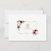 Bourgondië Bloemen Gouden Kruis Kelk Heilige Commu Bedankkaart (Achterkant)