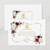 Bourgondië Bloemen Gouden Kruis Kelk Heilige Commu Bedankkaart (Voorkant / Achterkant)