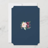 Bourgondië Bloemen Gouden Marine Blauw Geometrisch Kaart (Achterkant)