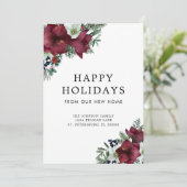 Bourgondië Bloemen Kerstthema Vakantie Verhuizen Aankondiging (Staand voorkant)