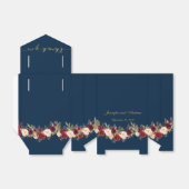 Bourgondië Bloemen Marine Blauw Goud Script Bruilo Bedankdoosjes (Uitgevouwen)