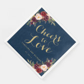 Bourgondië Bloemen Marine Blauw Huwelijk Goud Chee Servet (Hoek)