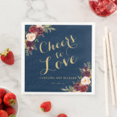 Bourgondië Bloemen Marine Blauw Huwelijk Goud Chee Servet (Insitu)