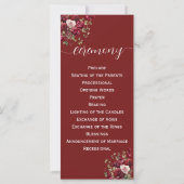 Bourgondië Bloemen Modern Wedding Ceremony Program (Achterkant)