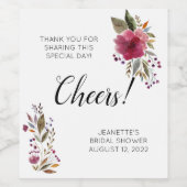 Bourgondië Bloemen Proost Dank u Vrijgezellenfeest Wijn Etiket (Enkel label)