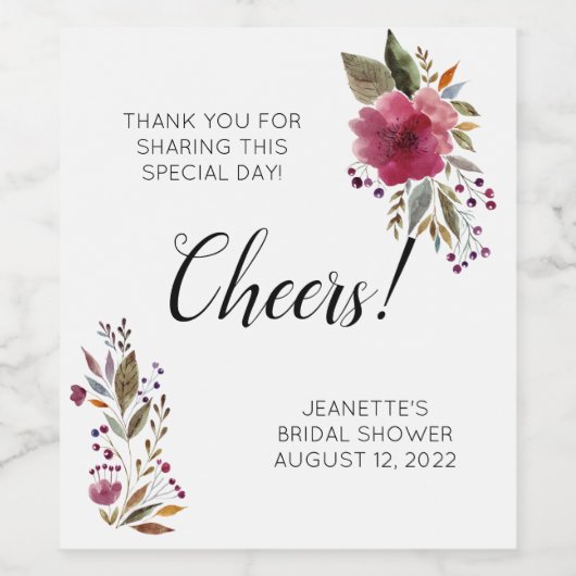 Bourgondië Bloemen Proost Dank u Vrijgezellenfeest Wijn Etiket