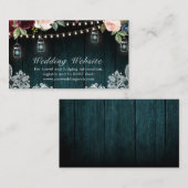 Bourgondië Bloemen String Lichten Mason Jar Weddin Informatiekaartje (Voorkant / Achterkant)