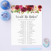 Bourgondië Bloemen Vrijgezellenfeest Spelletjes Flyer (Enkel)