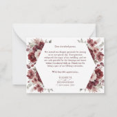 Bourgondië Bloemen Waterverf Herfst bruiloft Dank  Notitiekaartje (Achterkant)