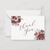 Bourgondië Bloemen Waterverf Herfst bruiloft Dank  Notitiekaartje (Voorkant)