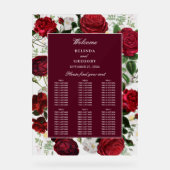 Bourgondië Bloemen Waterverf Trouwstoel Grafiek Acryl Bord (Voorkant)