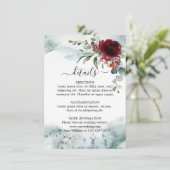 Bourgondië Bloemen Winter wonderland bruiloft Deta Informatiekaartje (Staand voorkant)