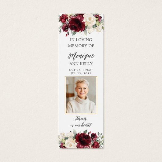 Bourgondië Bloemenfoto Begrafenismonument Bladwijz Mini Visitekaartjes (Voorkant)