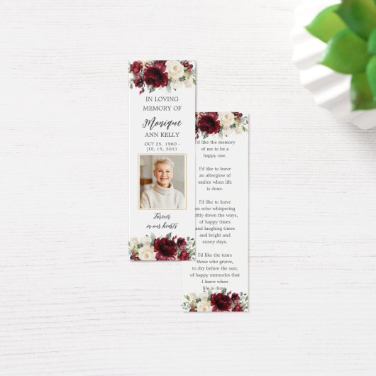 Bourgondië Bloemenfoto Begrafenismonument Bladwijz Mini Visitekaartjes (Bureau)