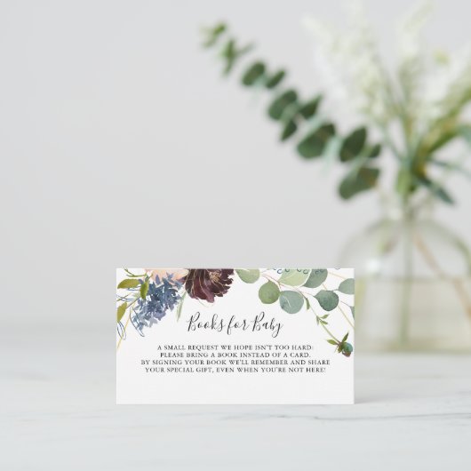 Bourgondië Bloemengroen Baby shower Boekaanvraag Informatiekaartje (Staand voorkant)