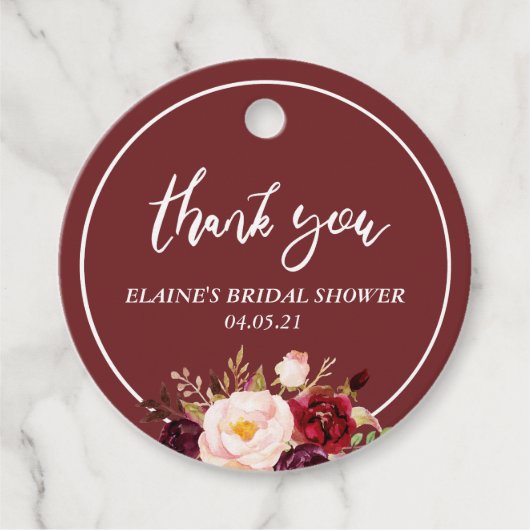 Bourgondië bloemenperkje vrijgezellenfeest dank u bedankjes labels (Voorkant)
